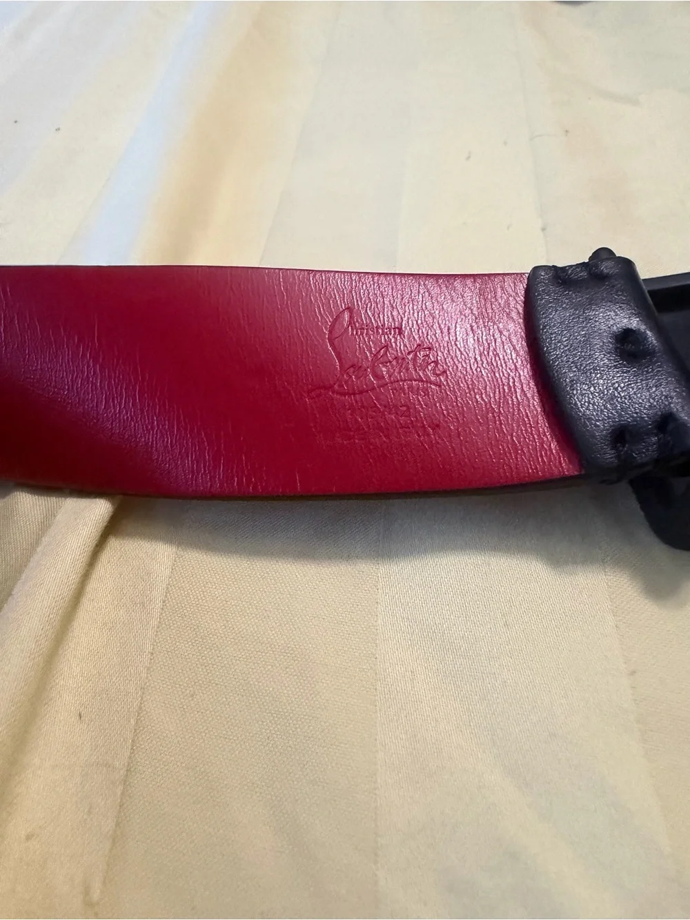 Christian Louboutin Black Leather Belt with Red Trim & Credit Card wallet.